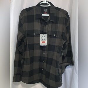 Wrangler Rugged Lined Shirt Jacket Men’s Small Black Green Plaid Button Down NWT